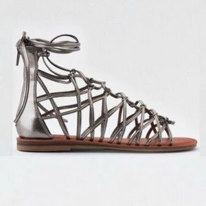 American Eagle Caged Gladiator Sandals 6 Silver